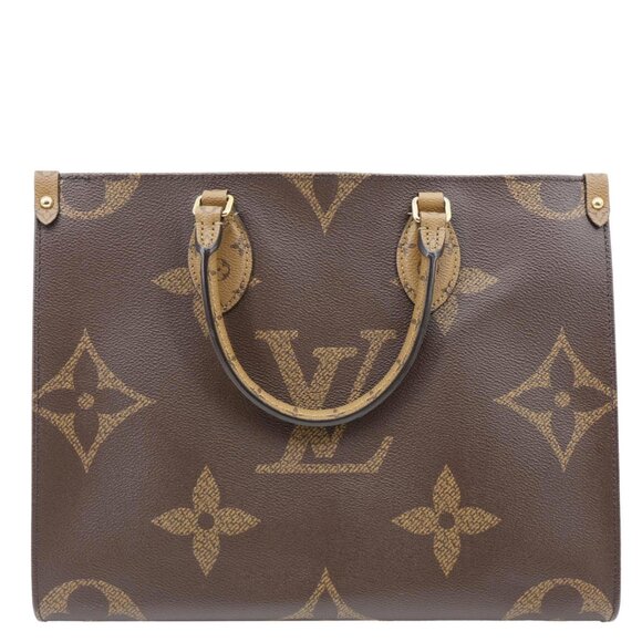 Louis Vuitton Onthego MM Giant Monogram Reverse Canvas Tote Bag Brown - Picture 4 of 16